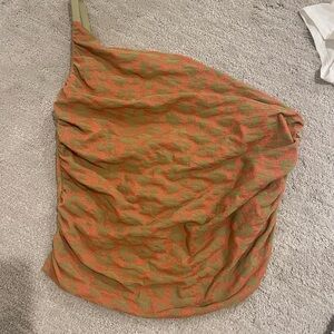 Orange and Green Patterned Top
